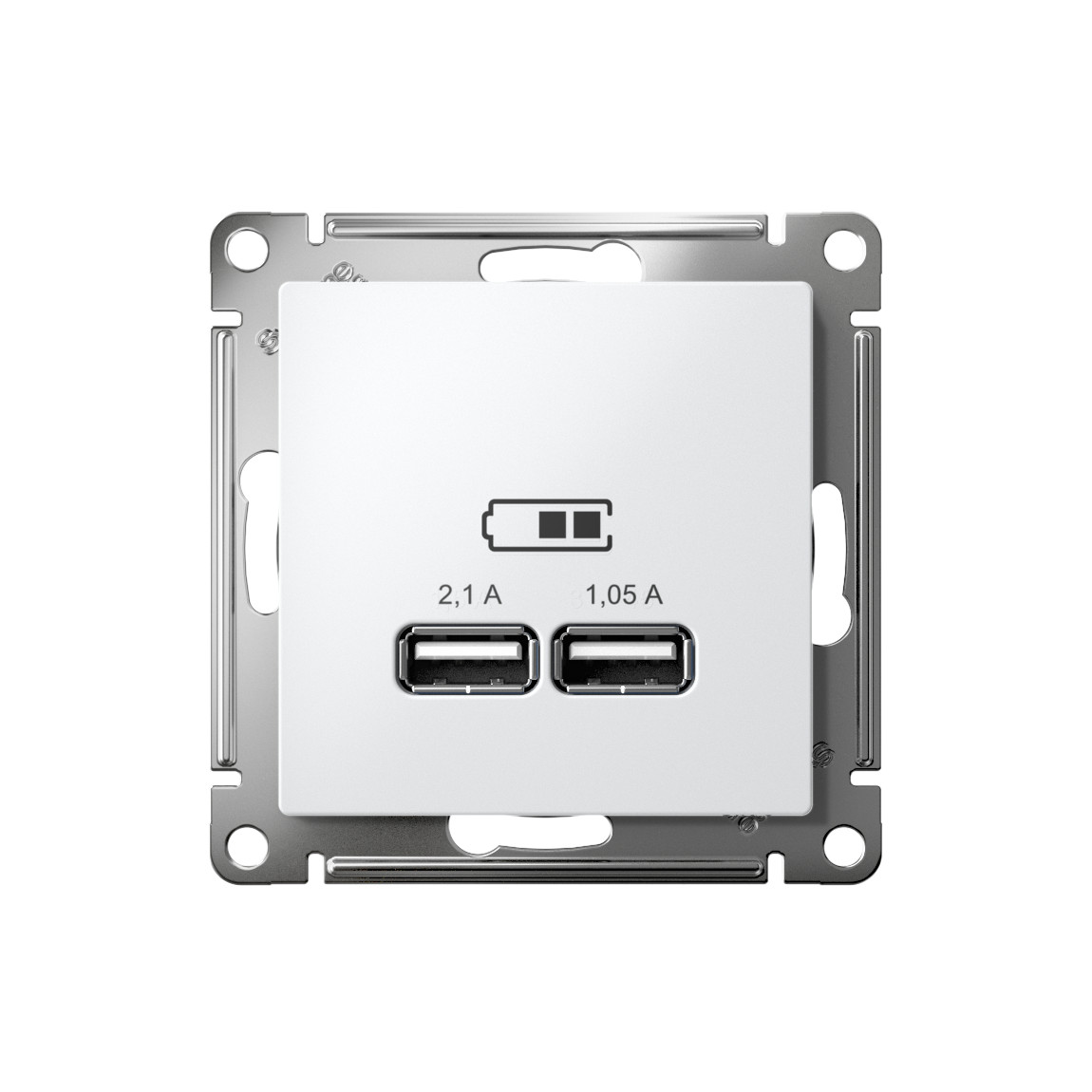 systeme electric atlasdesign, розетка usb двойная для зарядки белый atn000133