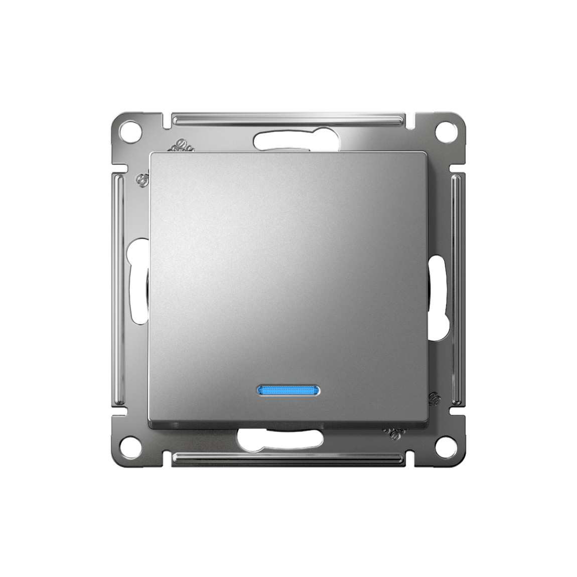 systeme electric atlasdesign выключатель 1-клавишный с подсветкой сталь