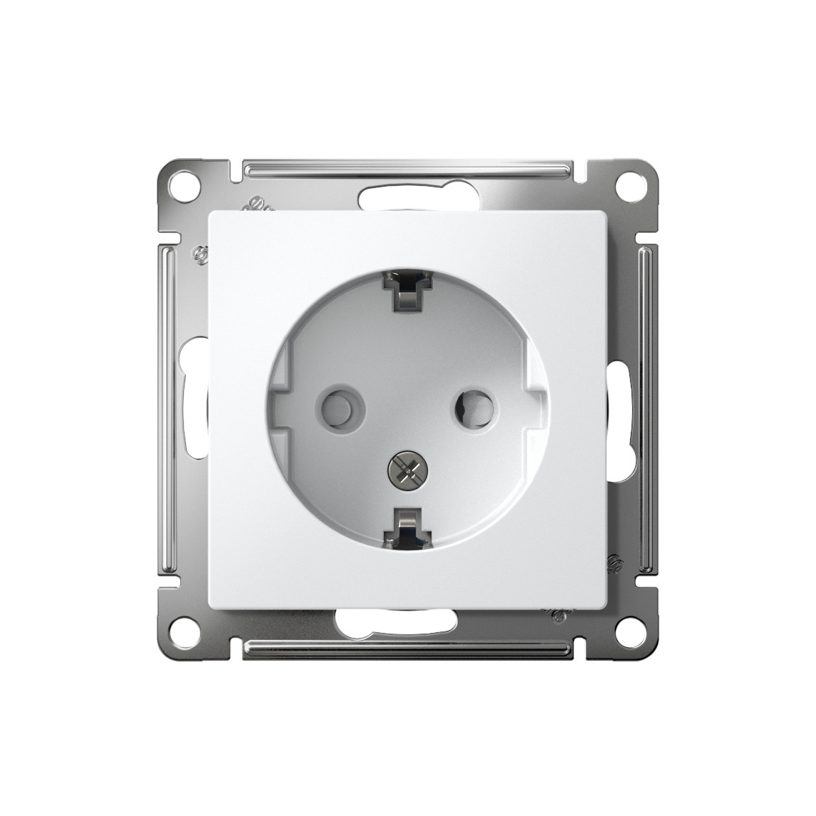 systeme electric atlasdesign, розетка 1-я с заземлением со шторками белый atn000145