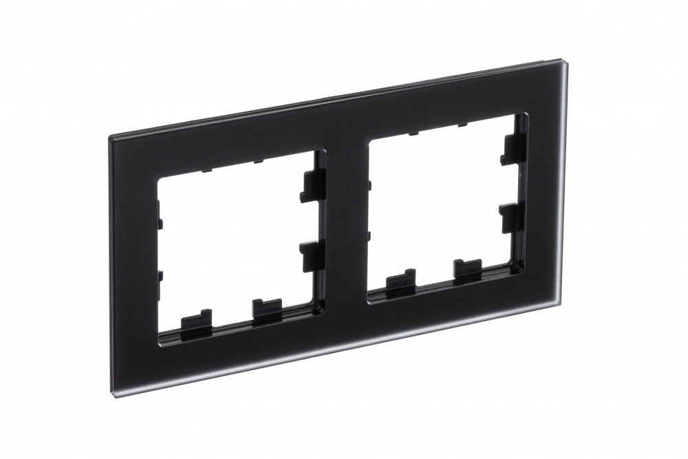 systeme electric atlasdesign nature стекло рамка 2-я универсальная матовый черный  atn331002