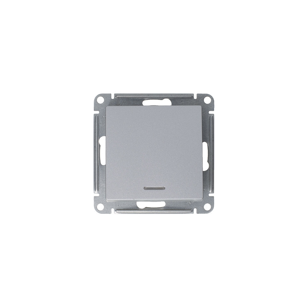 systeme electric atlasdesign, выключатель 1-клавишный с подсветкой алюминий atn000313