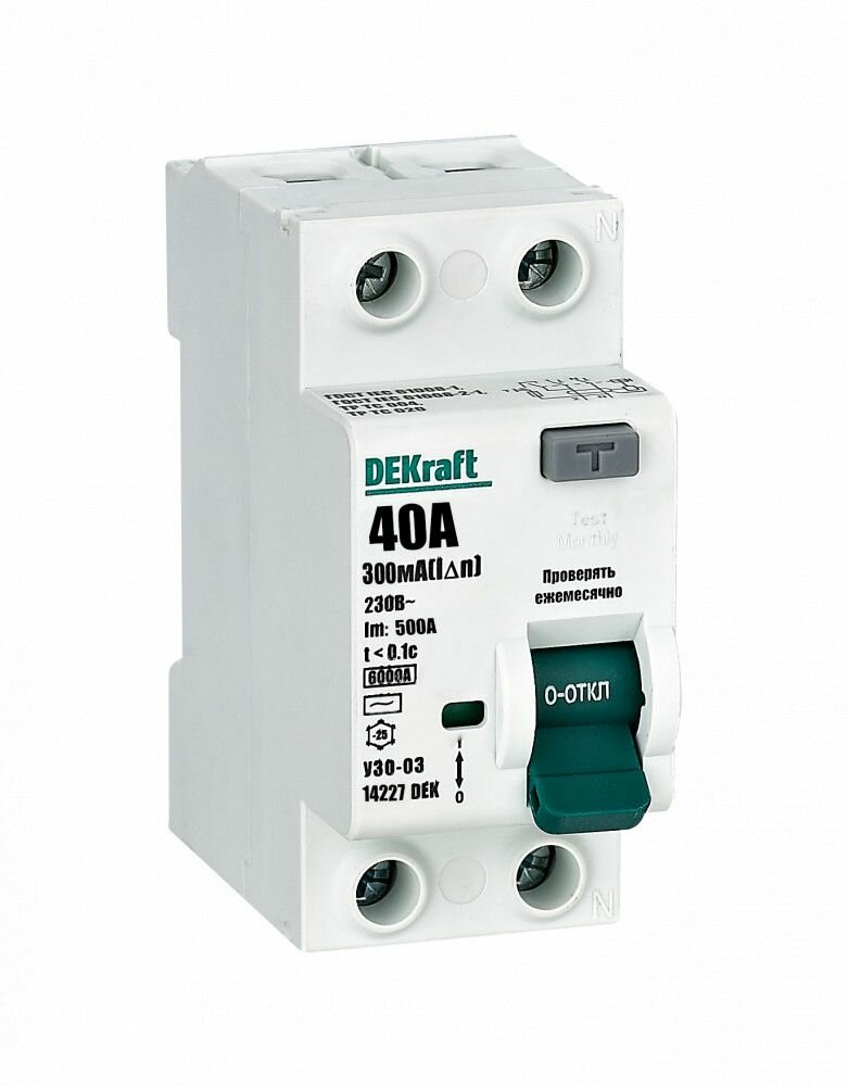 dekraft узо-03 2p 40а 6 ка, 300 ма ( ac ), 14227dek