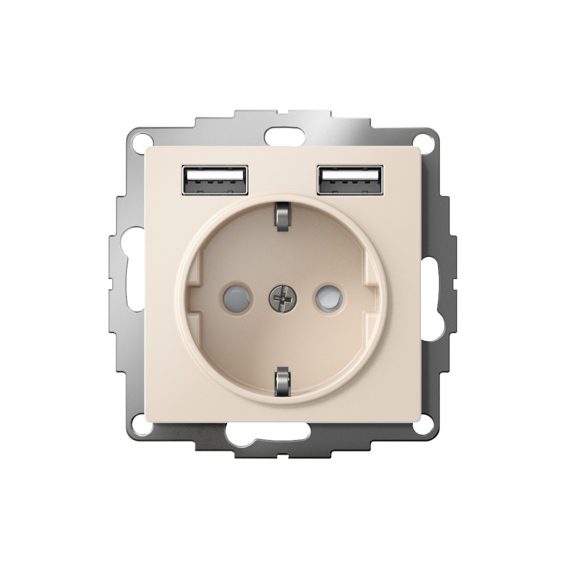 systeme electric atlasdesign, розетка с заземлением 16а с 2xusb для зарядки бежевый atn000230