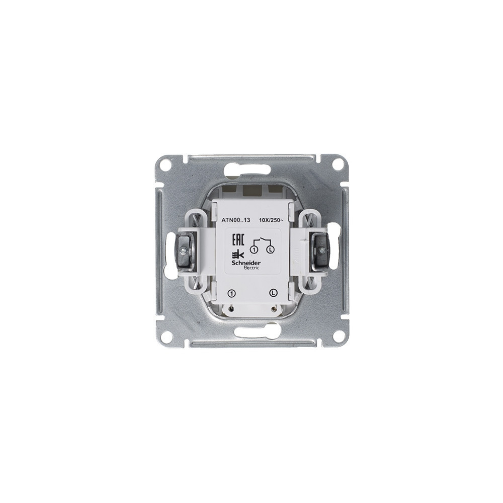 systeme electric atlasdesign, выключатель 1-клавишный с подсветкой алюминий atn000313
