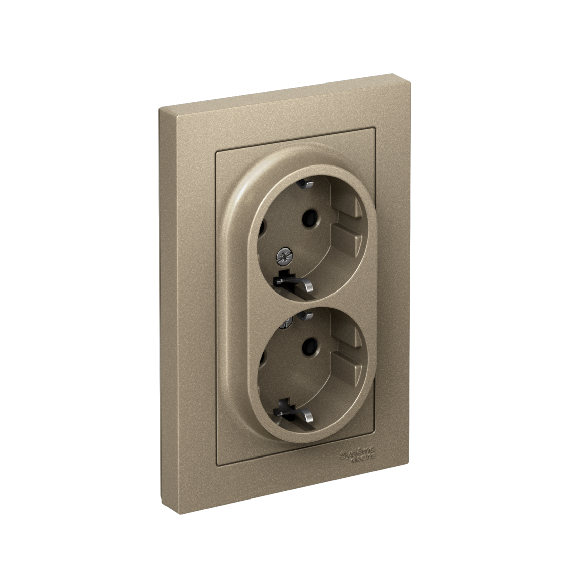 Systeme Electric ATLASDESIGN розетка 2-я с заземлением шампань