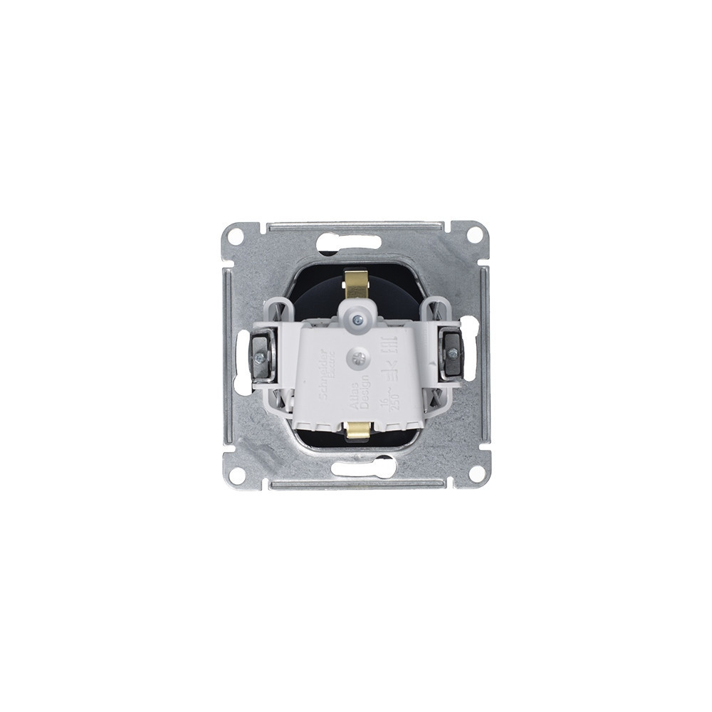 systeme electric atlasdesign, розетка 1-я с заземлением со шторками грифель