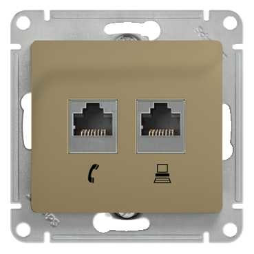 System Electric Glossa розетка двойная RJ11+RJ45 5е кат. титан