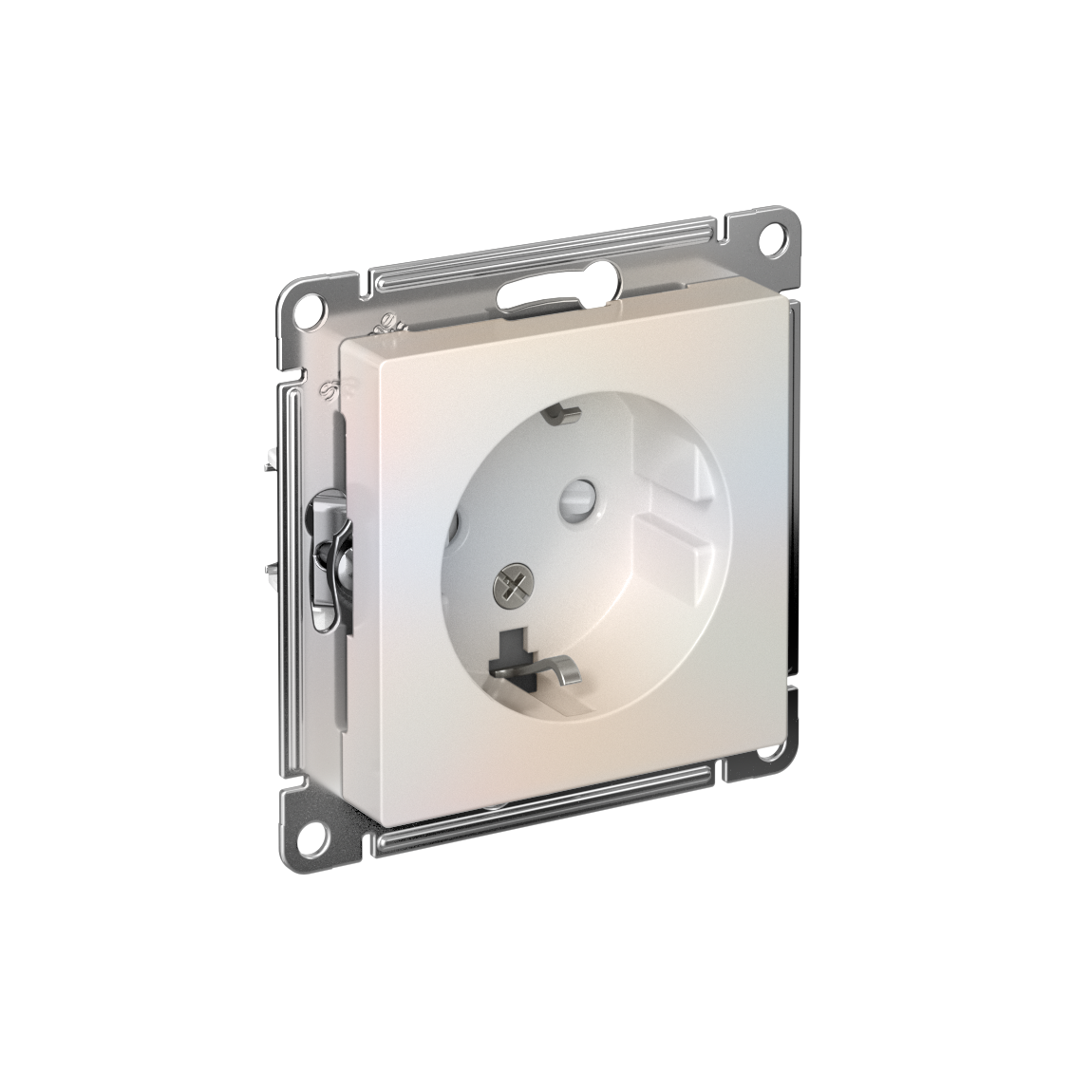 Systeme Electric ATLASDESIGN розетка 1-я с заземлением со шторками жемчуг