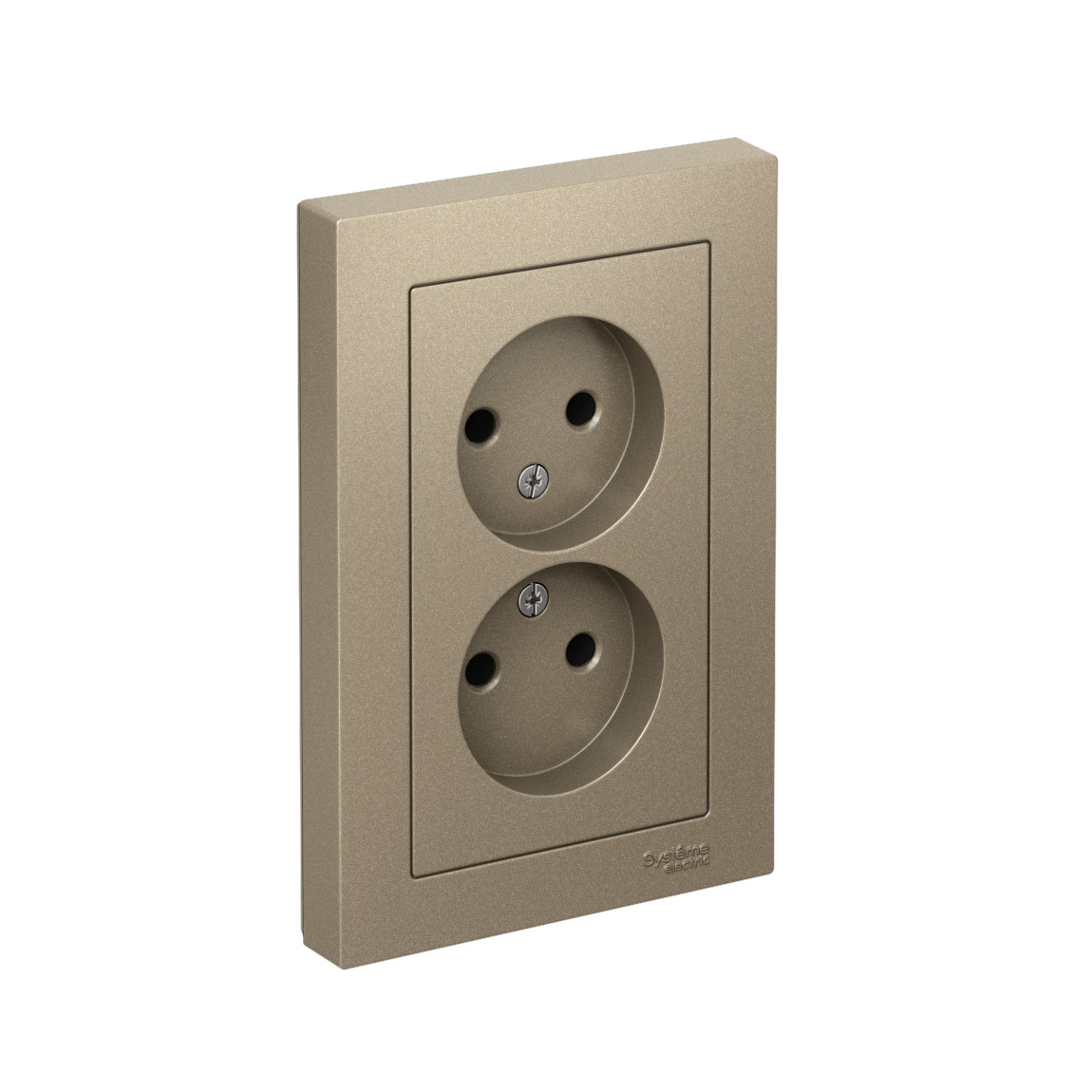 systeme electric atlasdesign розетка 2-я без заземления в сборе шампань