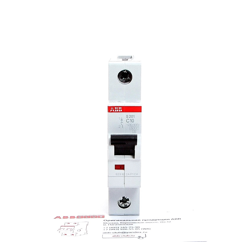 abb автоматический выключатель s201 (хар-ка c) 1p с10а 6ка