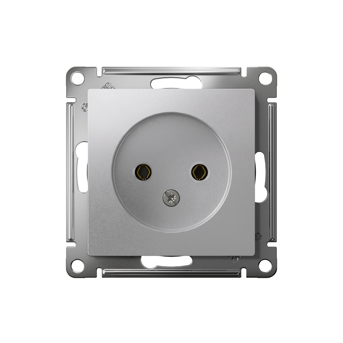 systeme electric atlasdesign, розетка 1-я без заземления алюминий atn000341