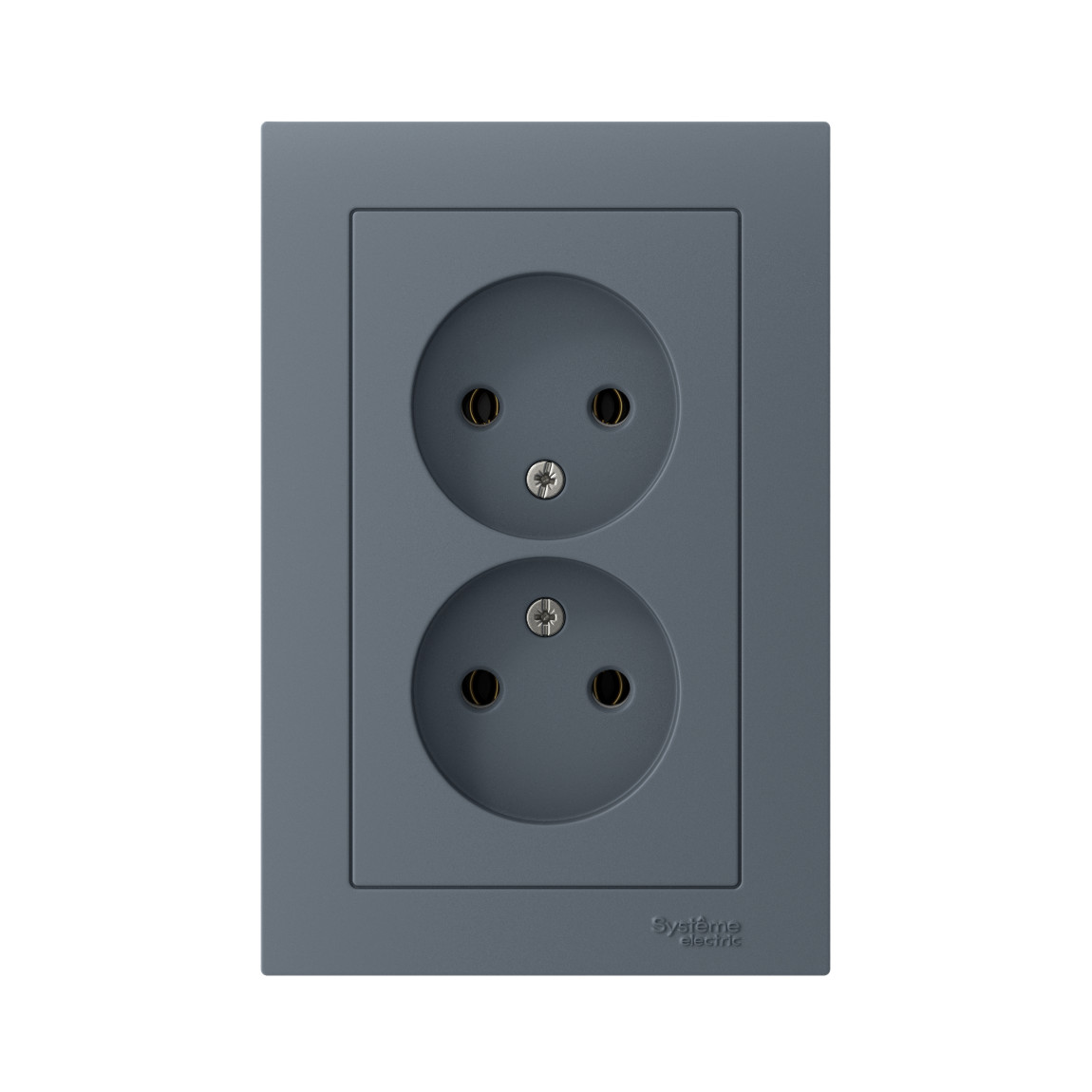 systeme electric atlasdesign, розетка 2-я без заземления грифель