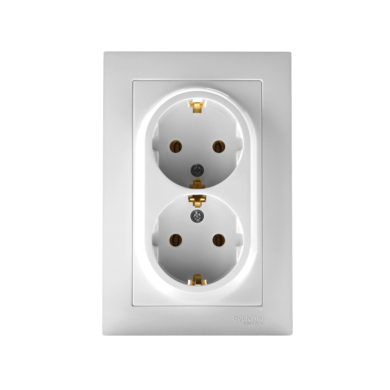 systeme electric atlasdesign, розетка 2-я с заземлением белый atn000124