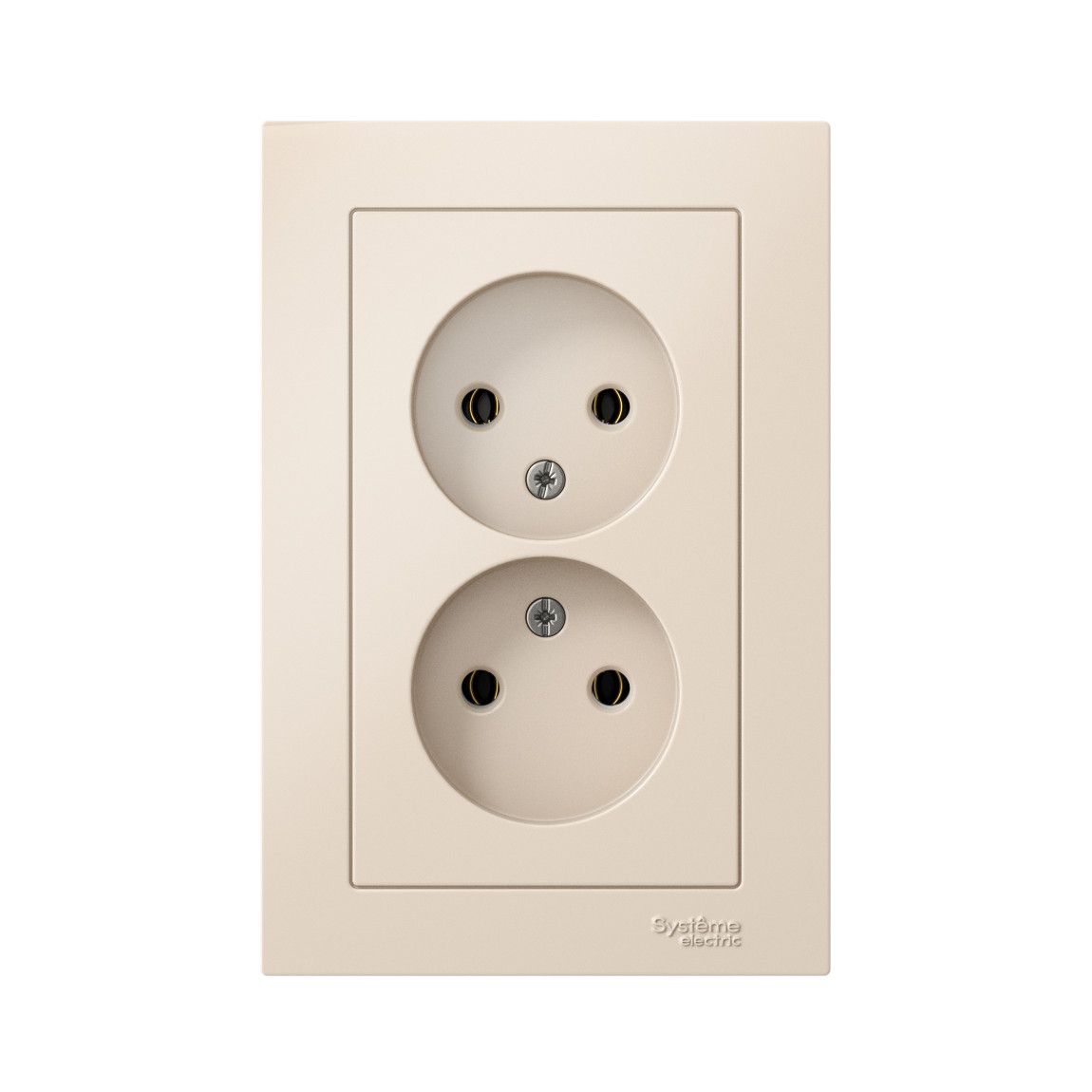 systeme electric atlasdesign, розетка 2-я без заземления бежевый atn000220