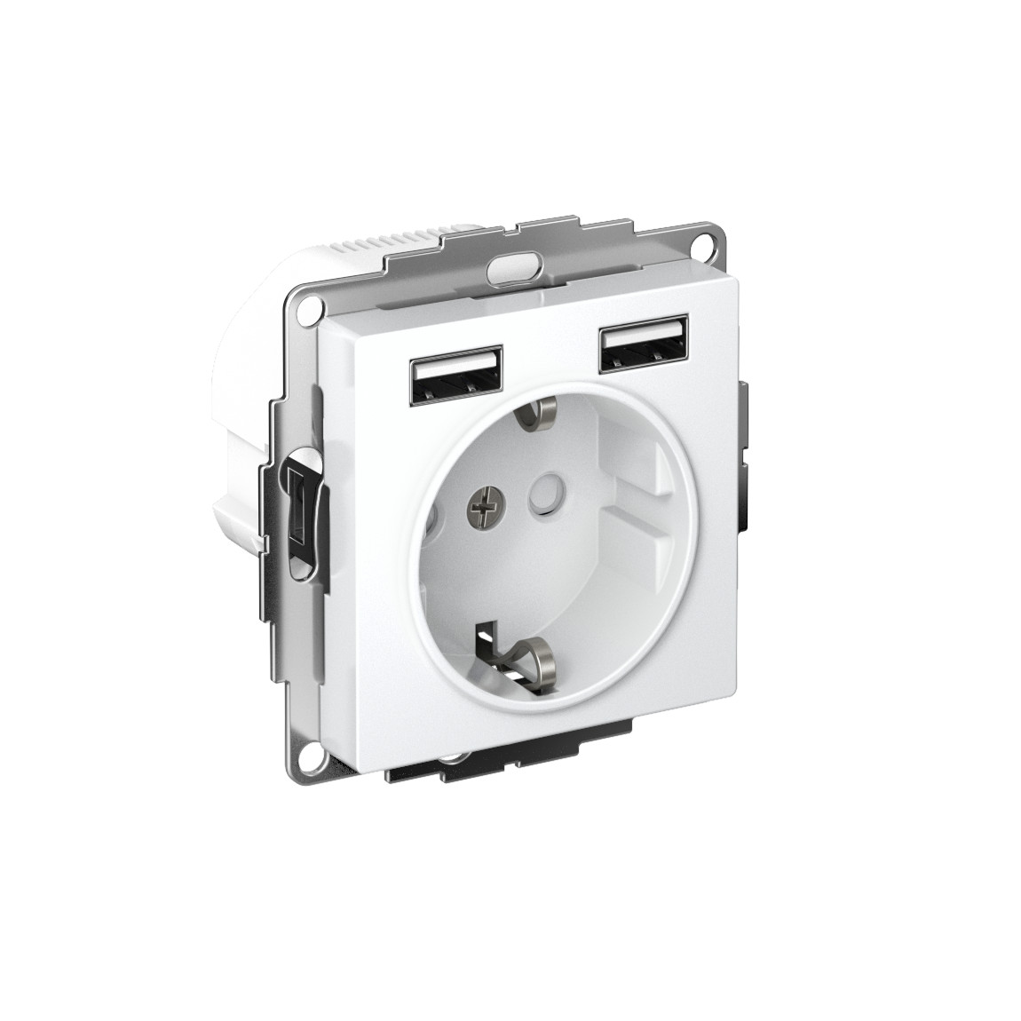 systeme electric atlasdesign розетка с заземлением и с 2 usb a+a, 2х5в/1,2а,16а, лотос atn001330