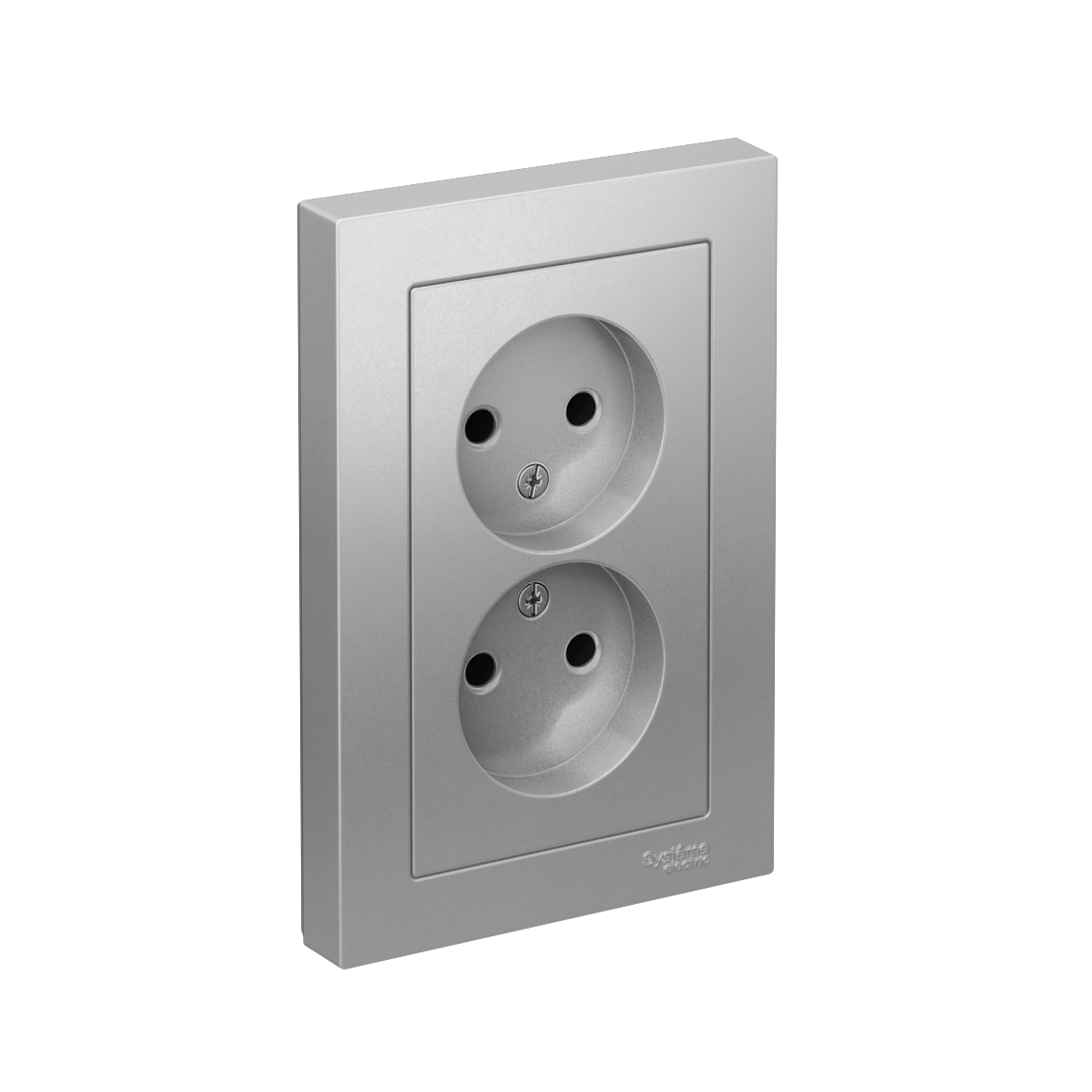 Systeme Electric ATLASDESIGN, розетка 2-я без заземления алюминий ATN000320
