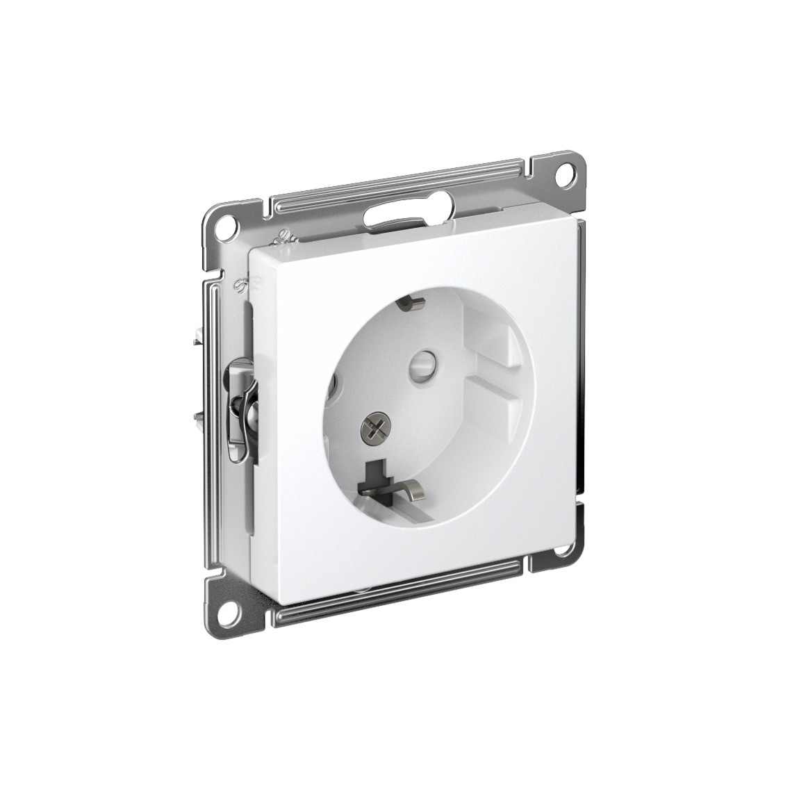 systeme electric atlasdesign, розетка 1-я с заземлением со шторками белый atn000145