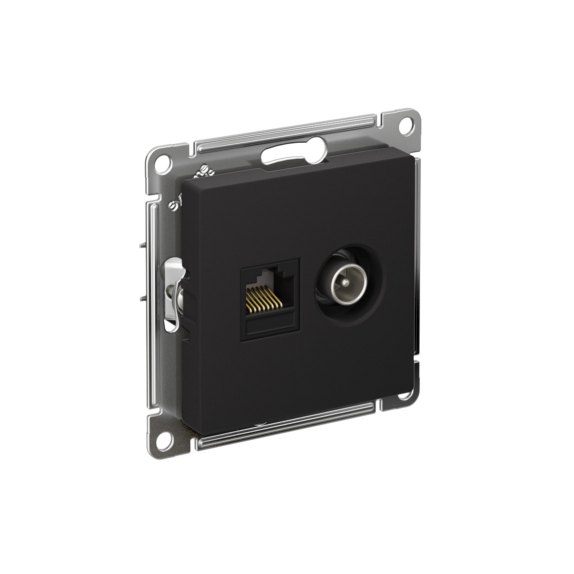 systeme electric atlasdesign розетка tv +rj45 5е кат. карбон atn001089