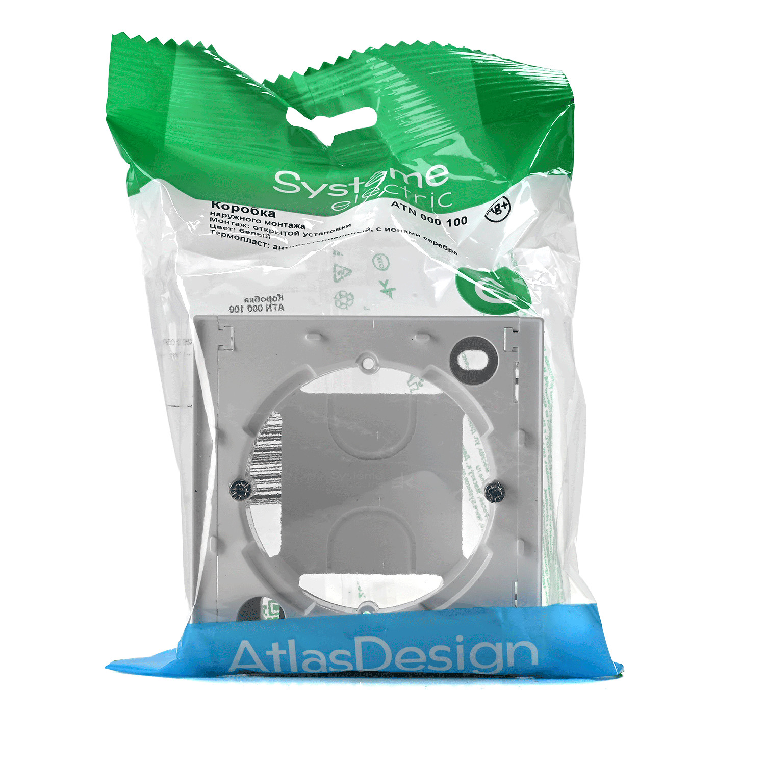 systeme electric atlasdesign, коробка наружного монтажа белый atn000100