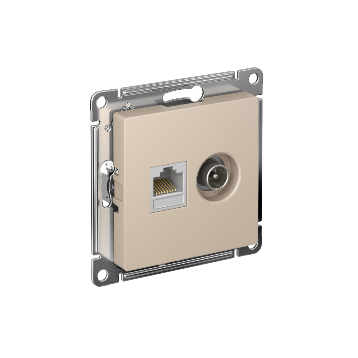 systeme electric atlasdesign розетка tv+rj45 5е кат. песочный