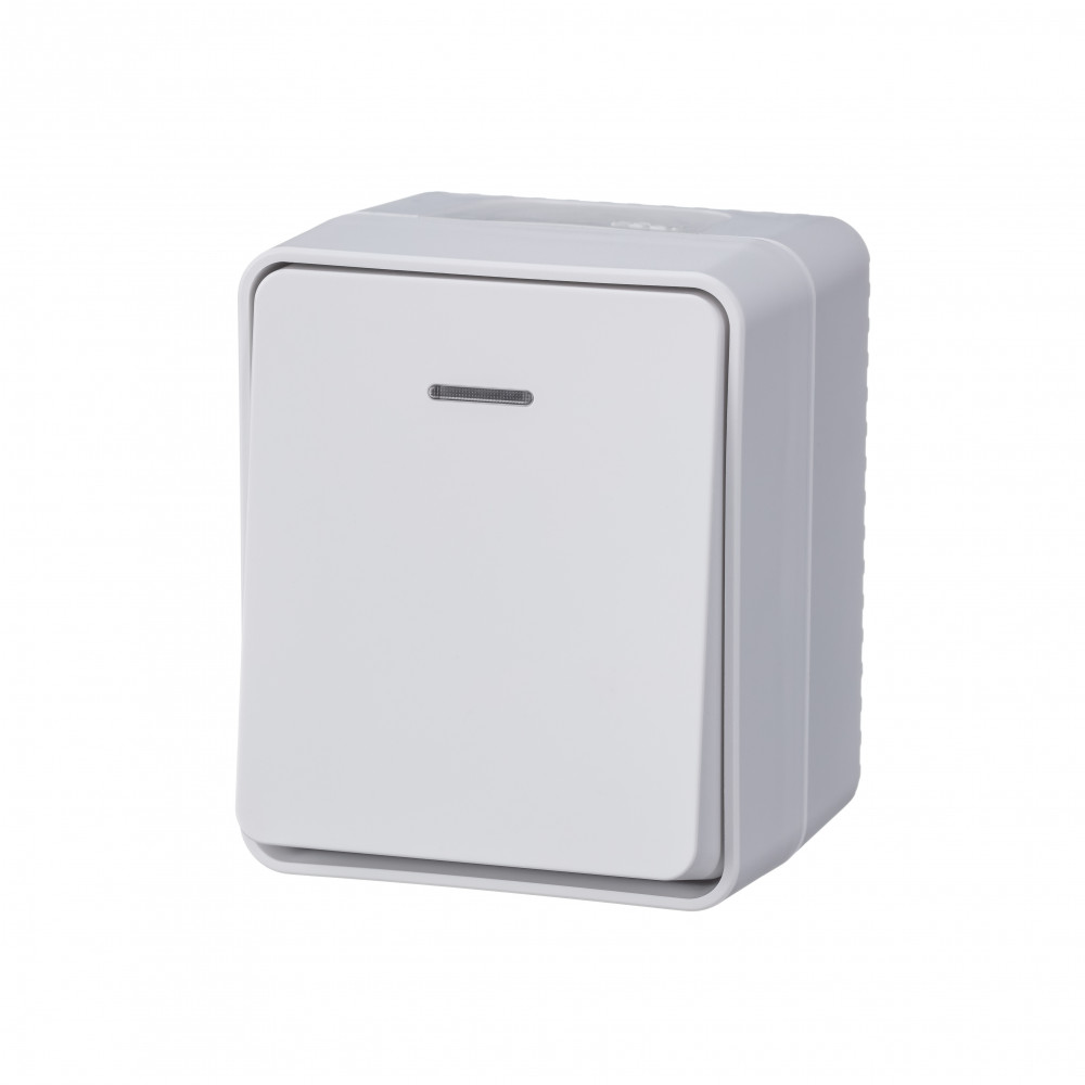 AtlasDesign Profi54 О/У Выключатель 1-клавишный с подсветкой 10А IP54 белый ATN540113