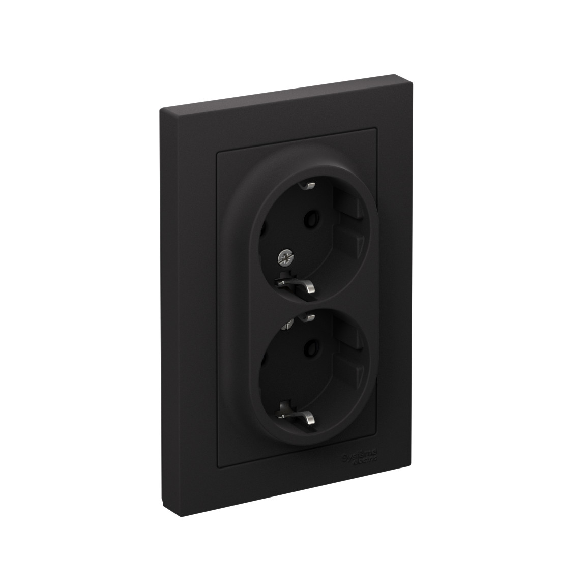systeme electric atlasdesign розетка 2-я с заземлением карбон atn001024