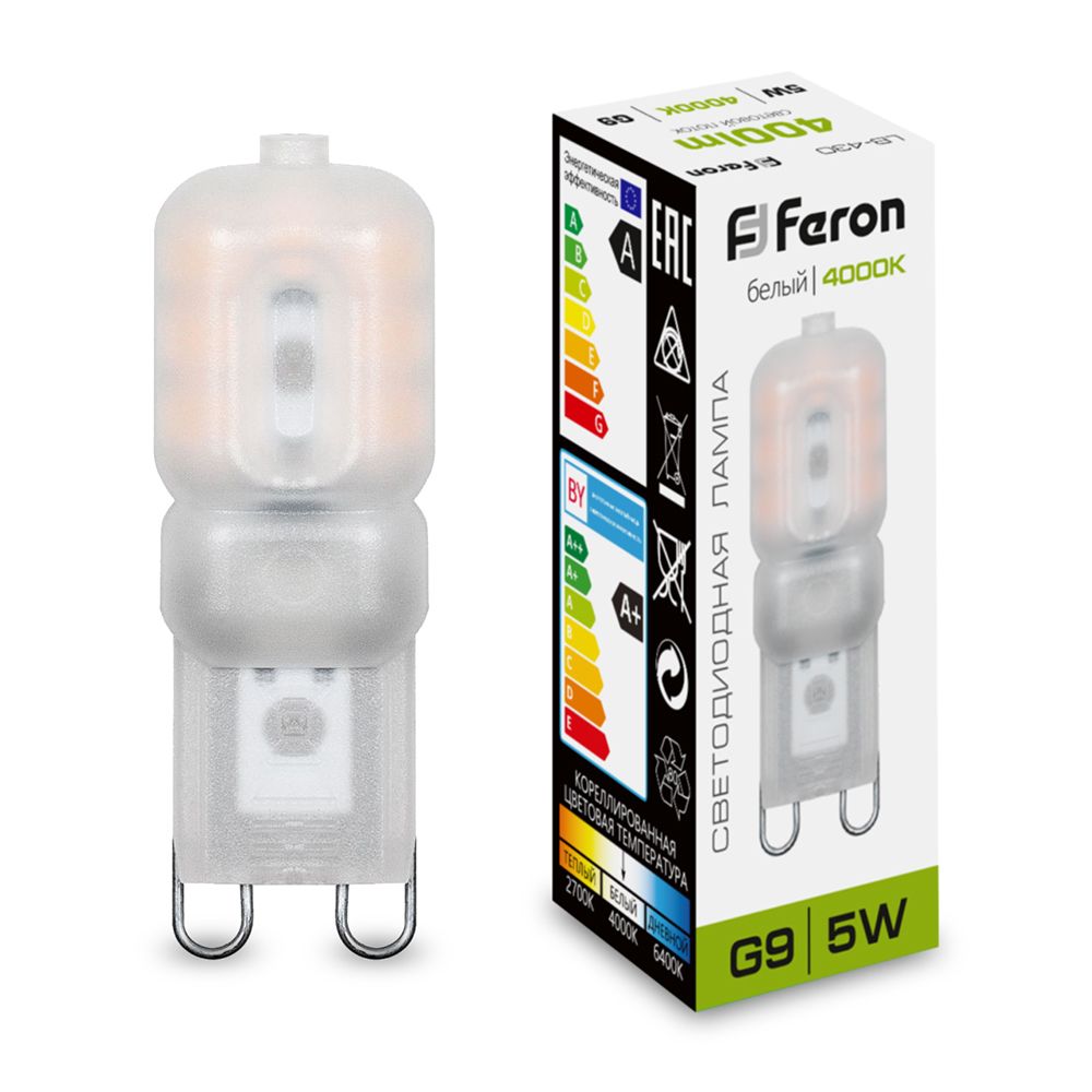Лампа светодиодная LB-430 G9 230V 5W 4000K Feron 