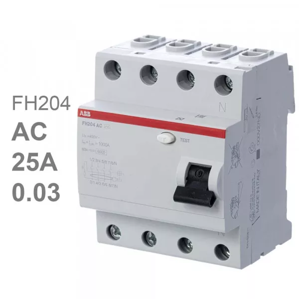 АВВ устройство защитного отключения FН204 AC-25А/0,03 30мА 2CSF204002R1250