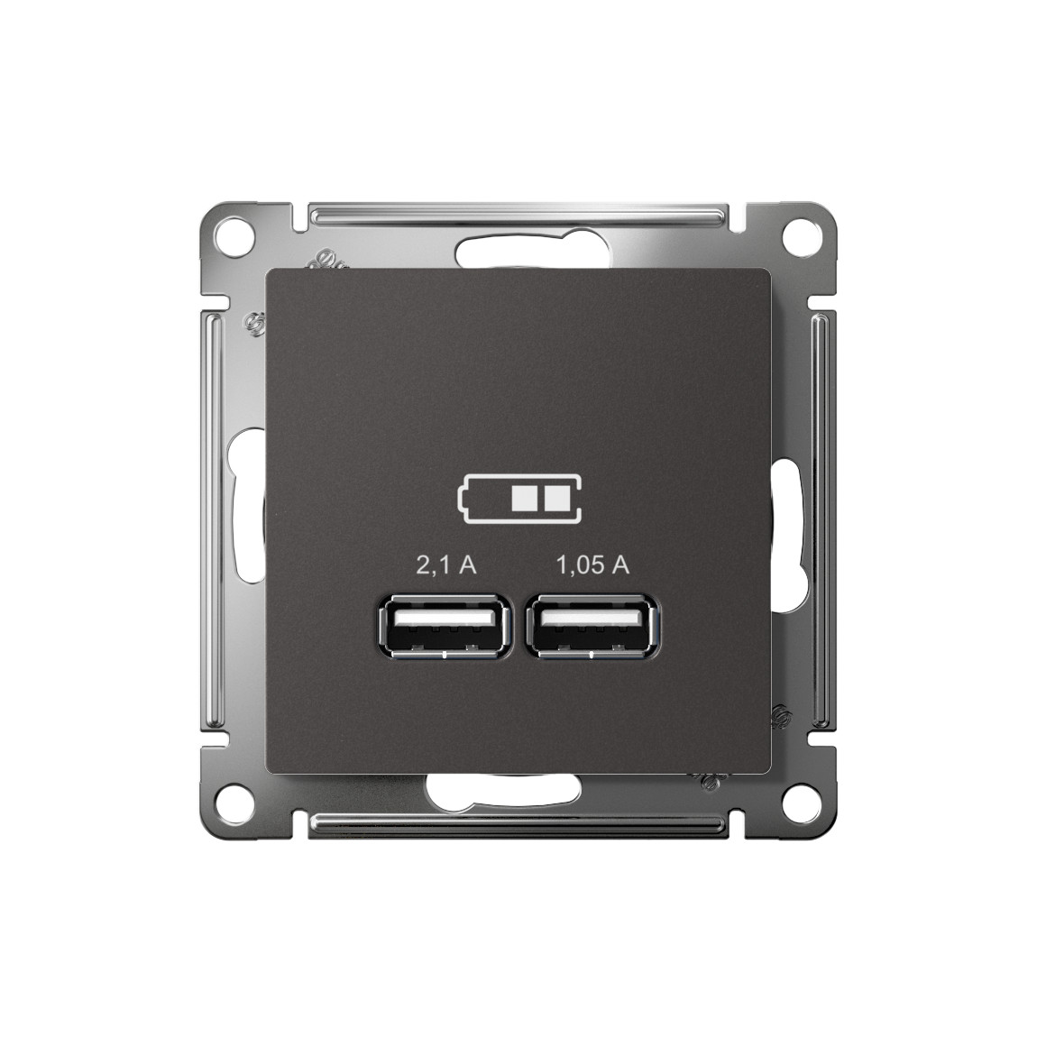 systeme electric atlasdesign розетка usb двойная 2,1а для зарядки базальт atn001433