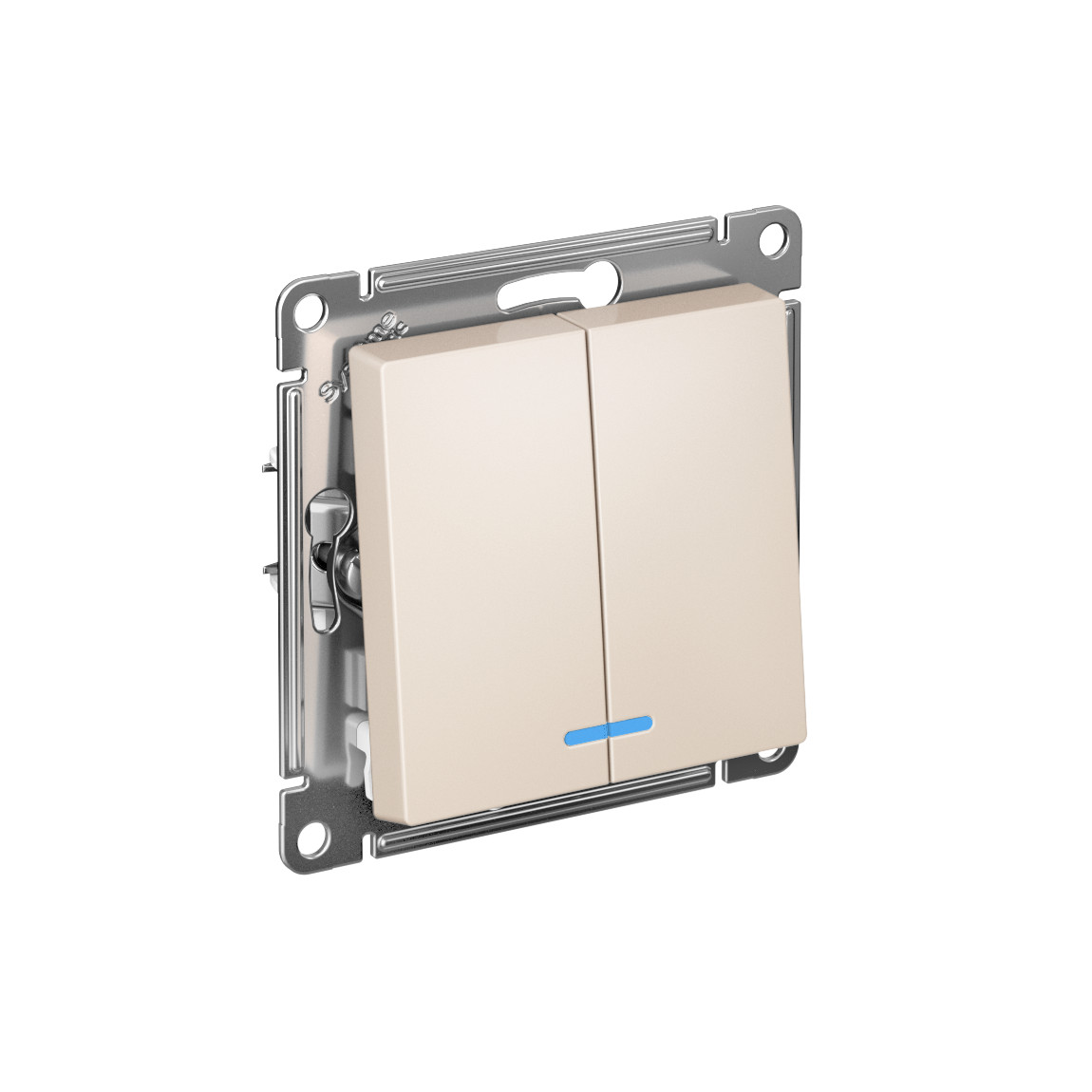 systeme electric atlasdesign, выключатель 2-клавишный с подсветкой бежевый atn000253