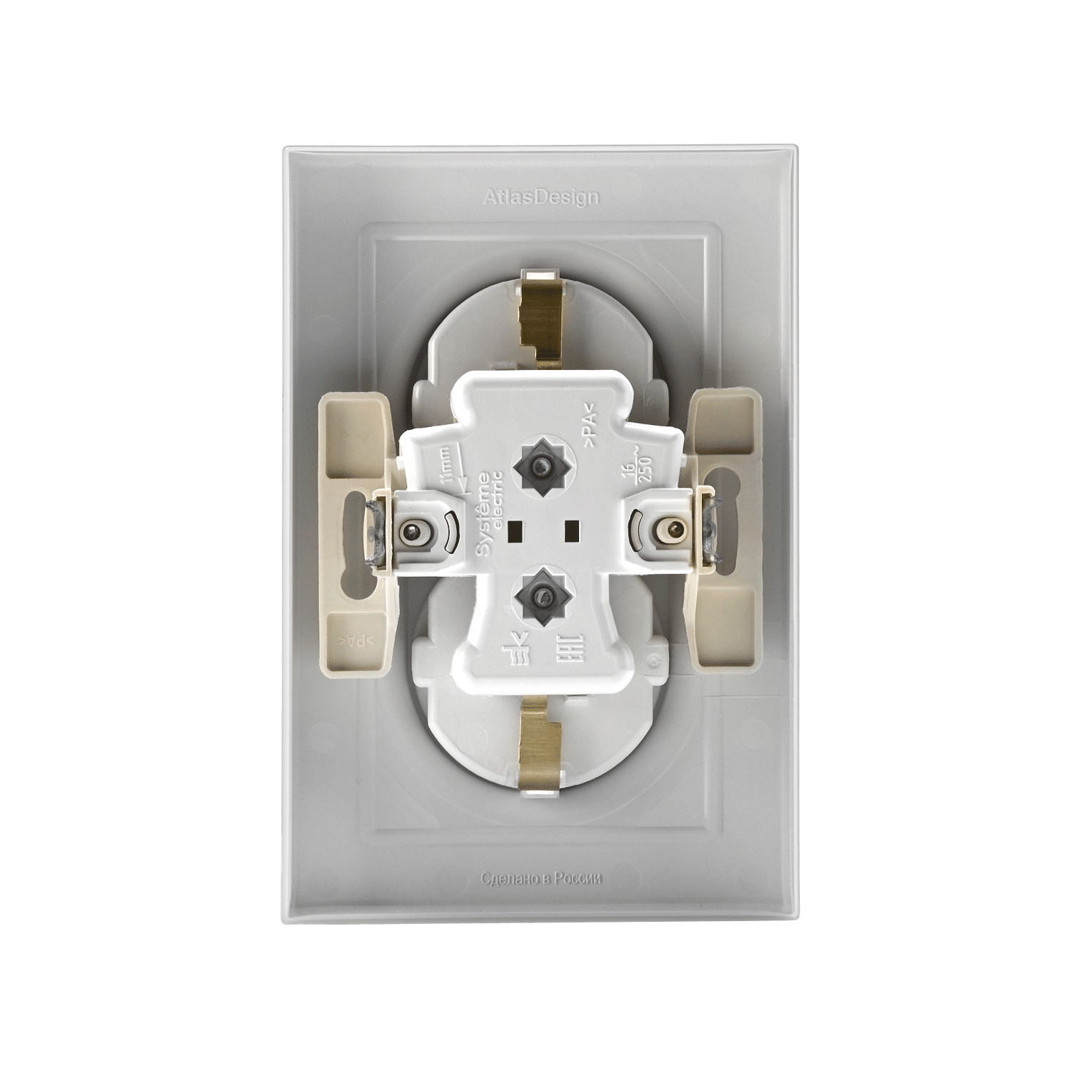 systeme electric atlasdesign, розетка 2-я с заземлением белый atn000124