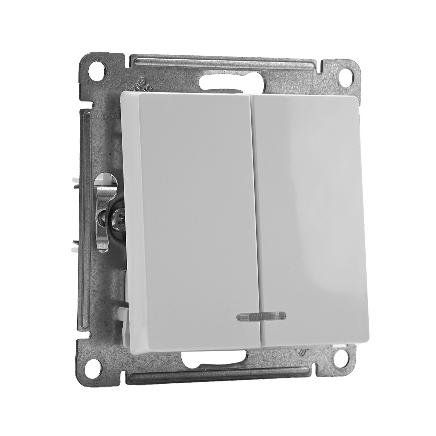 systeme electric atlasdesign, выключатель 2-клавишный с подсветкой белый atn000153