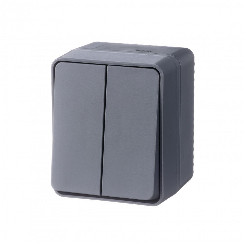 AtlasDesign Profi54 O/У Выключатель 2-клавишный 10А антрацит IP54 ATN544051