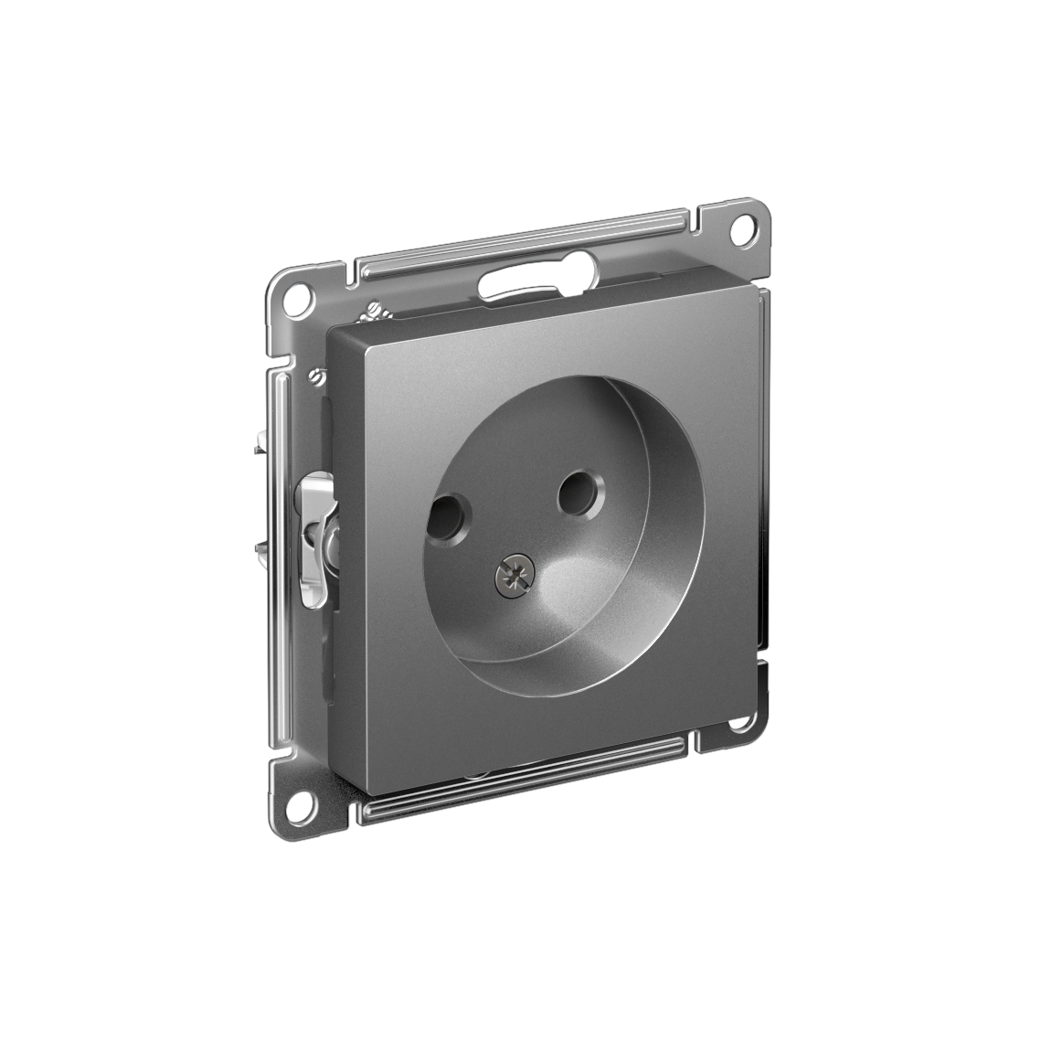 Systeme Electric ATLASDESIGN розетка 1-я без заземления сталь