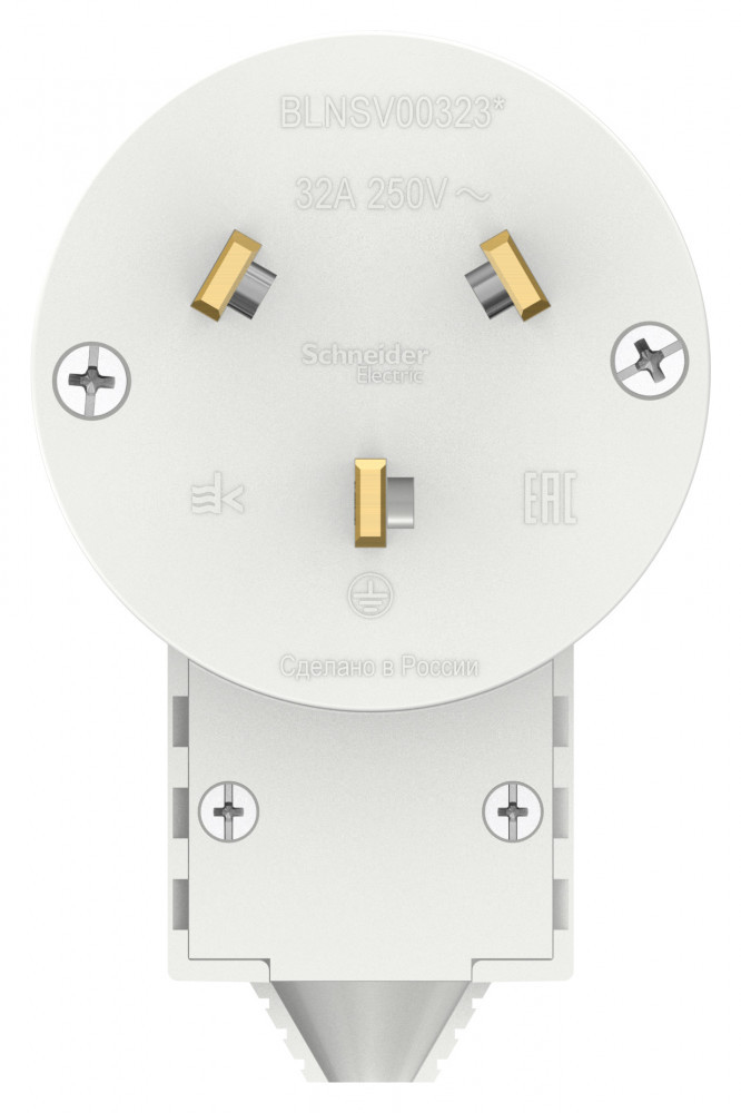 вилка силовая с заземлением 2к+з 32а 250в белый schneider electric