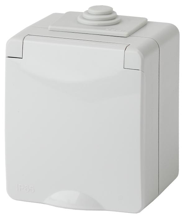 Розетка 1-я с/з с крышкой IP65 серый Эра (уп.10шт.) 11-2601-03