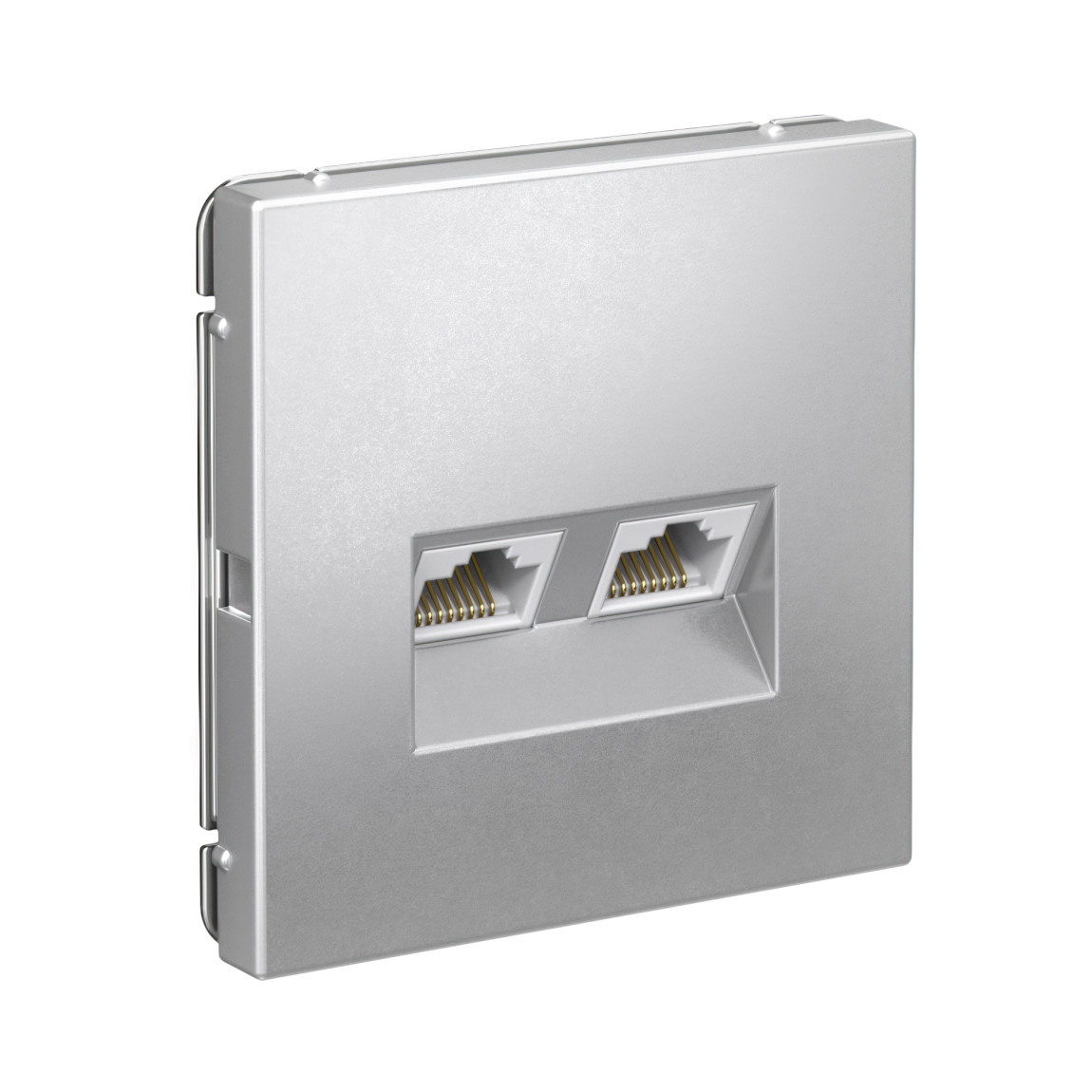 system electric artgallery розетка компьютерная 2xrj45 6е кат. алюминий gal000388