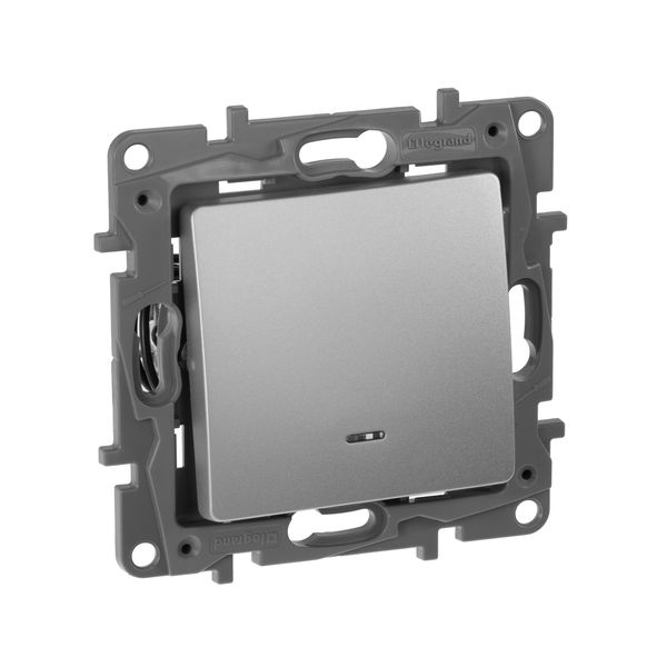 legrand etika переключатель 1 клавишный с подсветкой алюминий