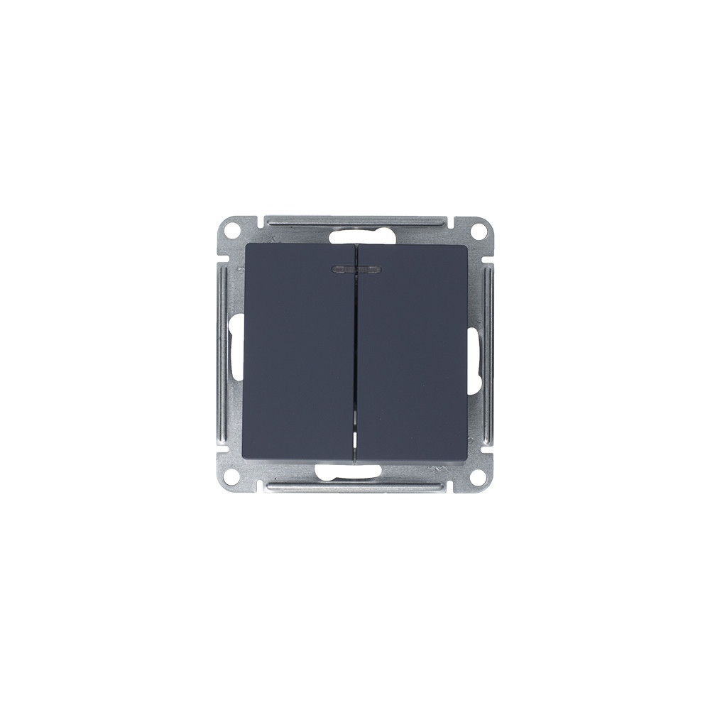 systeme electric atlasdesign, выключатель 2-клавишный с подсветкой грифель