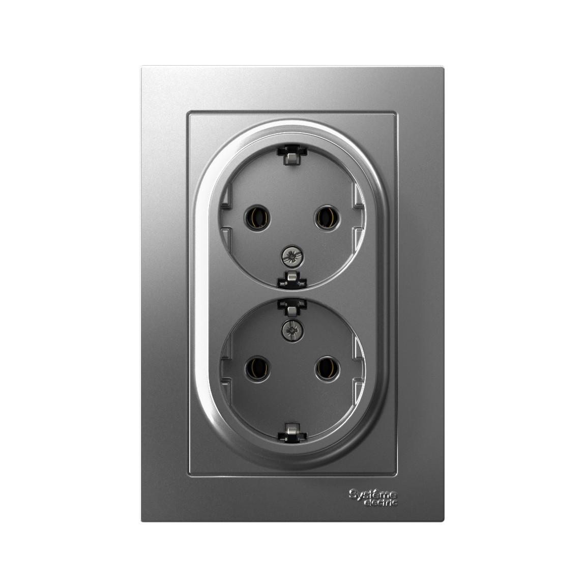 systeme electric atlasdesign розетка 2-я с заземлением сталь
