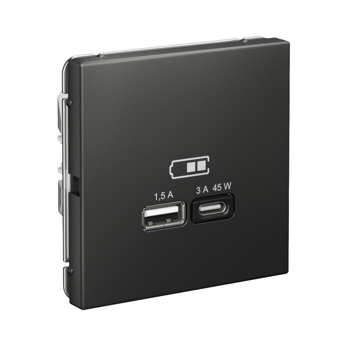 system electric artgaller розетка 2-я usb+usb type c, 45вт; 5в / 1,5-3а ввысокоскор. базальт gal001429