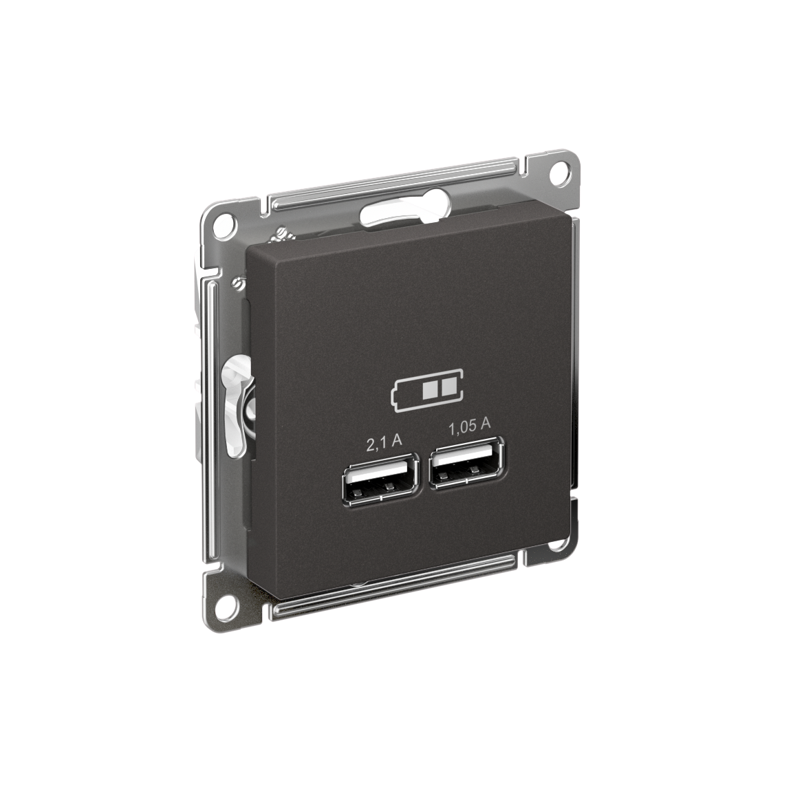 Systeme Electric ATLASDESIGN розетка USB двойная 2,1А для зарядки базальт ATN001433