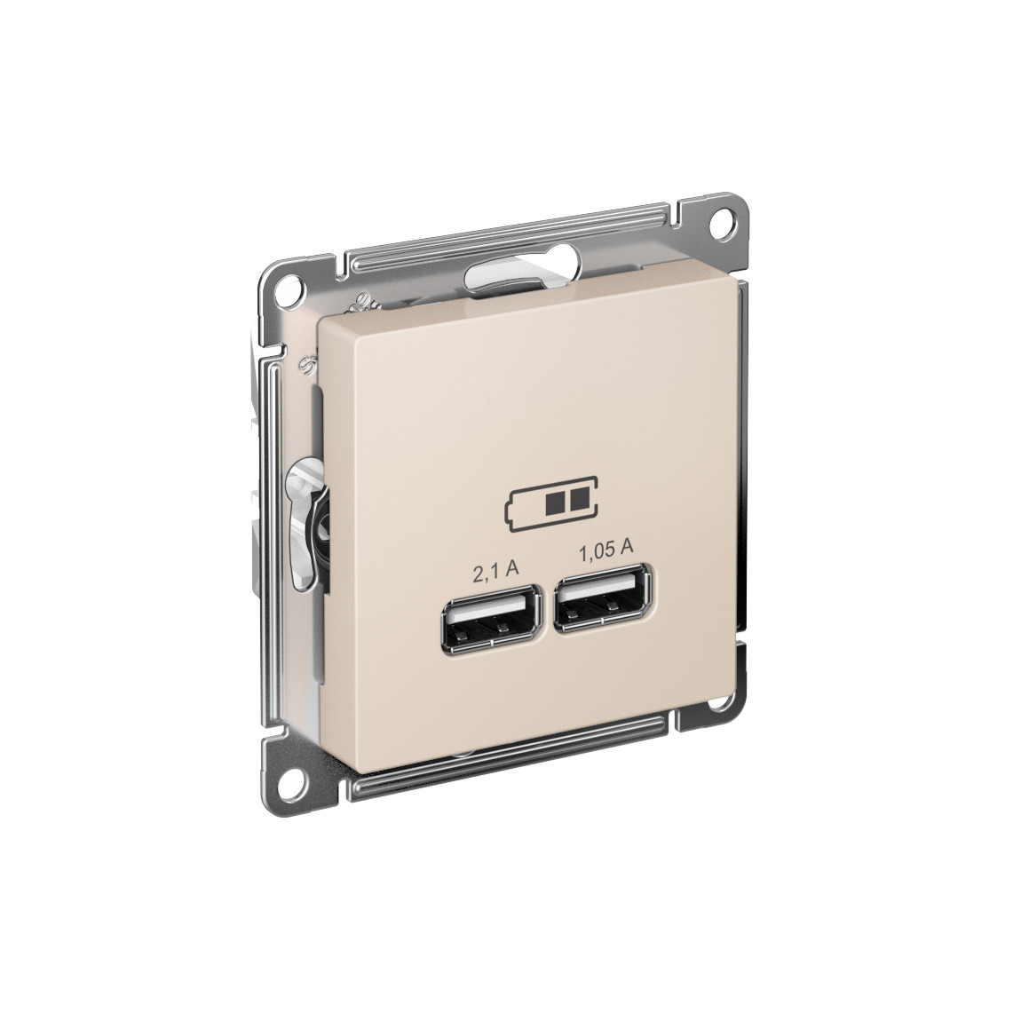 systeme electric atlasdesign, розетка usb двойная для зарядки бежевый atn000233