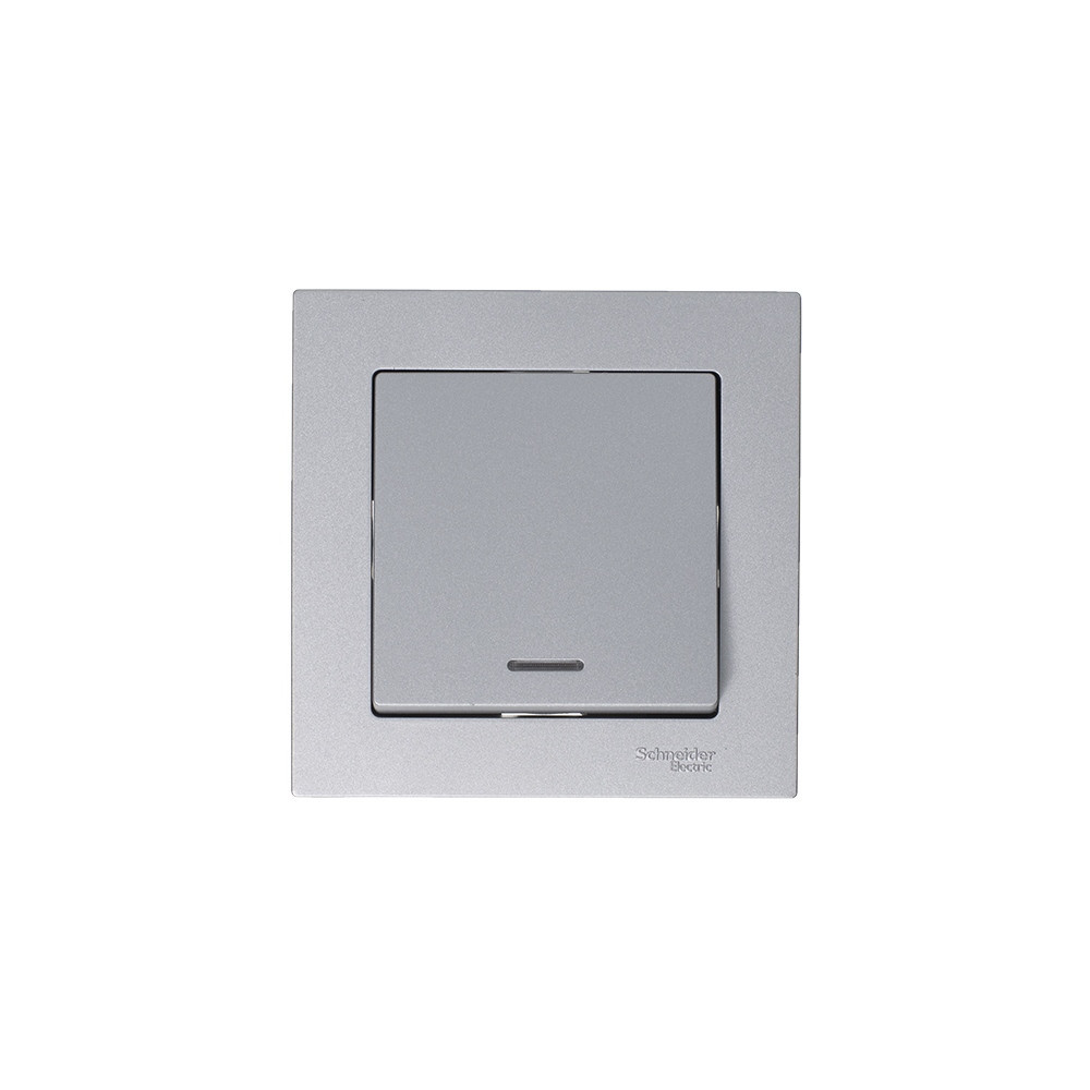 systeme electric atlasdesign, выключатель 1-клавишный с подсветкой алюминий atn000313
