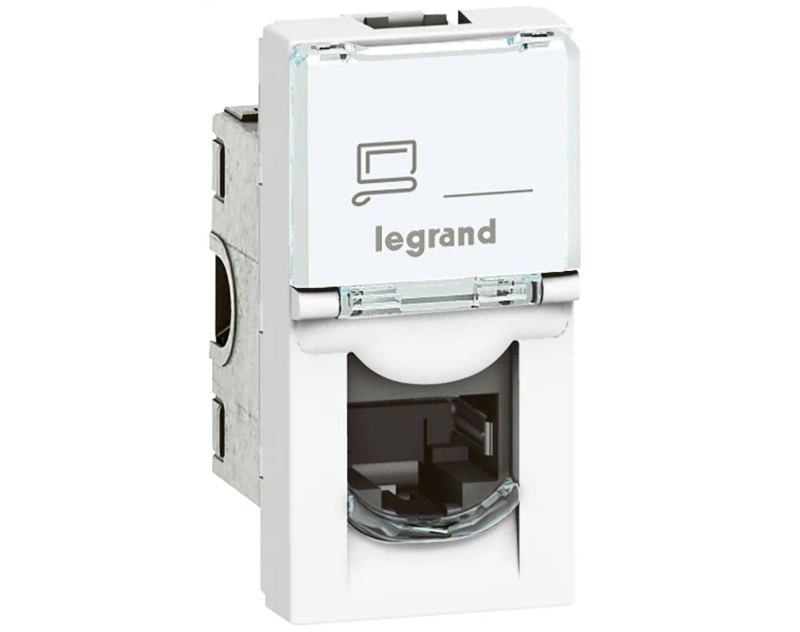 Legrand Мosaic 45 розетка компьютерная RJ45 кат.5 UTP, 1 модуль