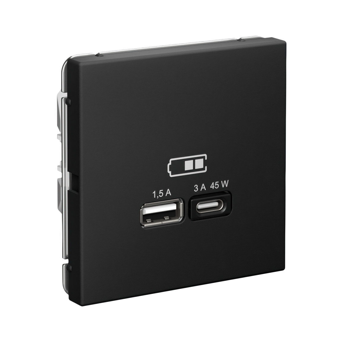  system electric artgaller розетка 2-я usb+usb type c , 45вт; 5в /1,5-3а ввысокоск. карбон gal001029