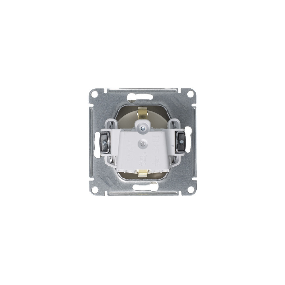 systeme electric atlasdesign, розетка 1-я с заземлением со шторками алюминий atn000345