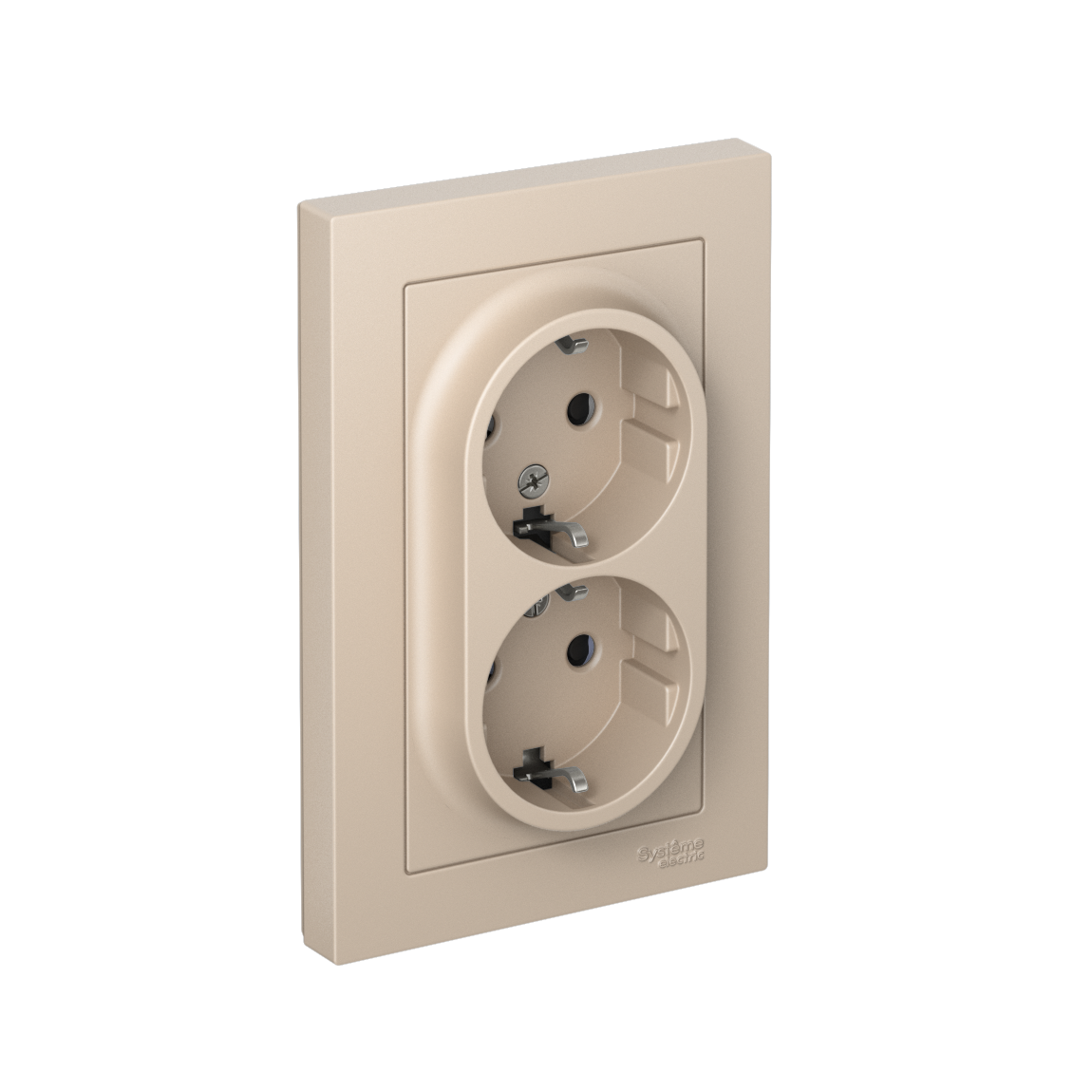Systeme Electric ATLASDESIGN розетка 2-я с заземлением со шторками песочный