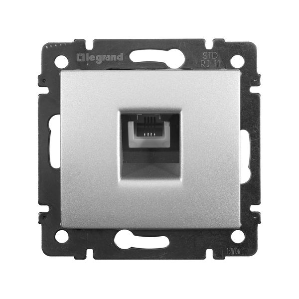 legrand valena розетка телефонная 1-я rj-11 4 контакта алюминий
