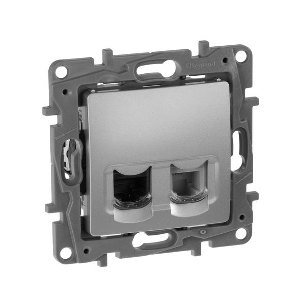legrand etika розетка компьютерная rj-45 кат.5 utp+розетка телефонная rj-11 алюминий